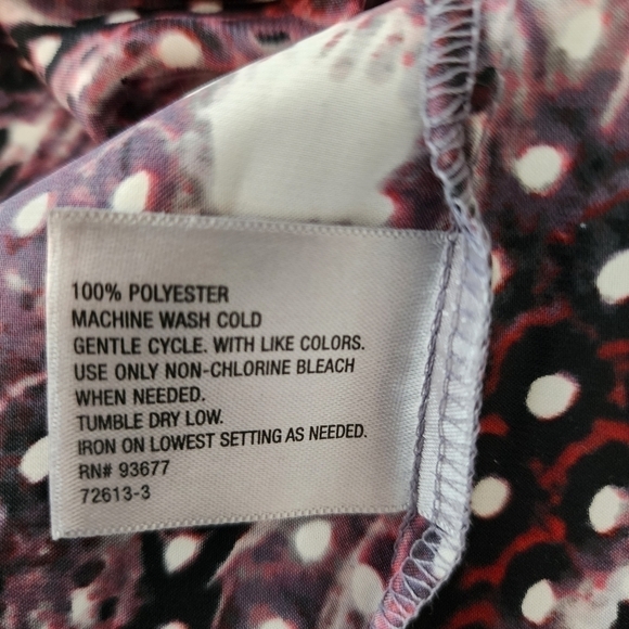 Worthington Women’s Purple Polka Dot Tie Neck Long Sleeve Blouse Top Size Large - Picture 9 of 9